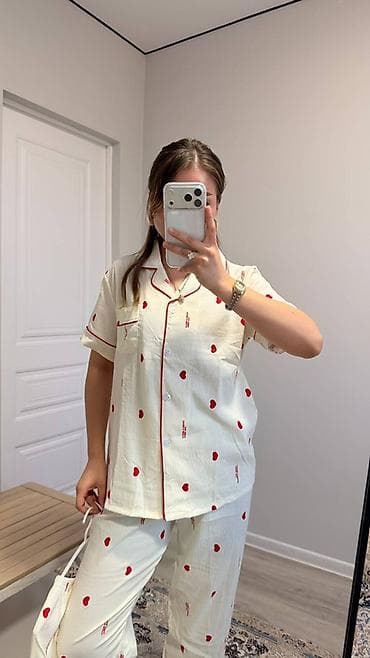 пижама муслин: Женские пижамные комплекты с коротким рукавом тройка — 5