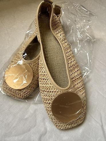 Туфли: Женские плетёные балетки из конопли/соломки в натуральном бежевом — 3