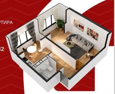квартира ак босого без хозяина: 1 комната, 43 м², Элитка, 9 этаж, ПСО (под самоотделку) — 2