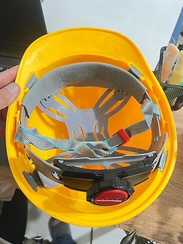 Строительная каска защитная, желтая - Материал корпуса: ударопрочный