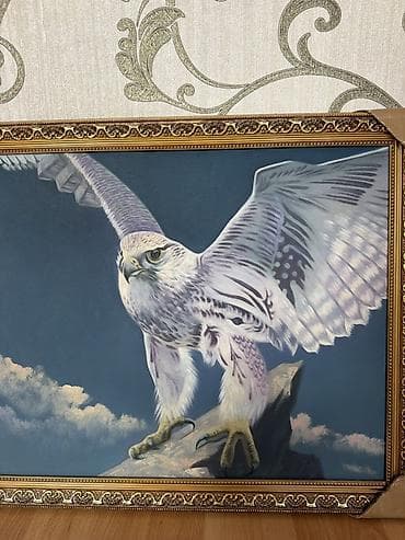 Декор жана интерьер: Картина «Сокол на скале» в раме. - Сюжет: крупный хищный сокол с — 2