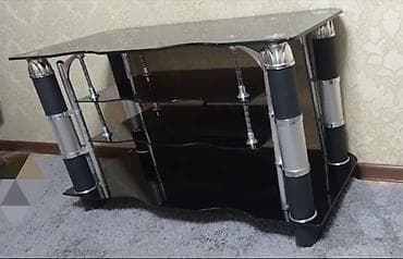 coffee table: Тумба и подставка для телевизора, Напольная, Стекло, цвет - Черный — 2