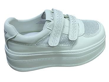 pull and beer: Белые кроссовки на высокой платформе с застежками липучками. - Верх — 1