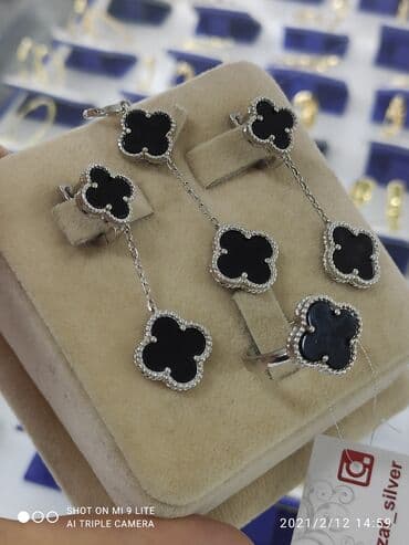 свадебное платье для высокой невесты: Ванклиф 🥰🥰🥰🥰 Очень красивый Набор Серебро 925 пробы Камни Перламутры — 4