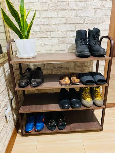 шкаф для обуви бу: Этажерка для обуви Обувная полка Стеллаж Корпус:металл Доски:лдсп — 3