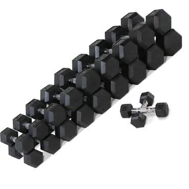 настольные теннисные ракетки: Гантели шестигранные 10+10 кг прорезиненные профессиональные — 1