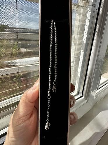 серьги 375: Браслет из серебристых гранёных бусин. - Материал: металлические — 1