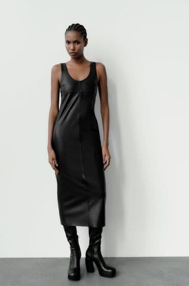 леопардовые вещи: Вечернее платье, Длинная модель, Без рукавов, S — 4