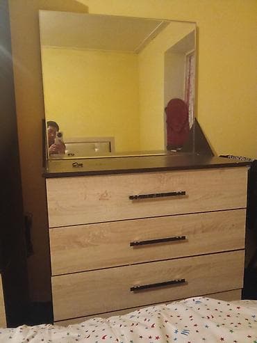 спальны гарнитур: Спальный гарнитур + гостиная стенка в едином стиле (дуб сонома/темный — 4