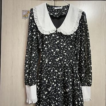 ботуй: Платье миди в винтажном стиле с контрастным воротником - Цвет: черный — 3