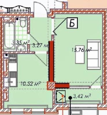 Батирлер: 1 бөлмө, 34 м², Элитка, 5 кабат, Даяр ПСО (өзү оңдоп түзөтүп бүтүү үчүн) — 2
