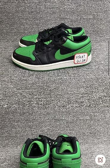 Мырзалардын бут кийими: Кроссовки Nike Air Jordan 1 Low, расцветка чёрно‑зелёная (Swoosh и — 2
