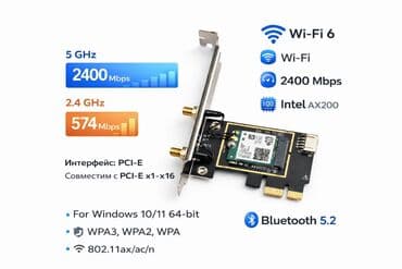 современный: Wi-Fi модуль Intel AX200 (Wi-Fi 6 + Bluetooth 5.1) Intel AX200 — — 1