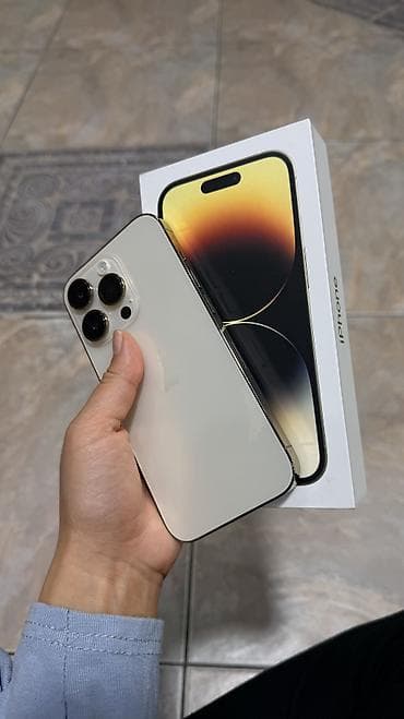 IPhone 14 Pro, Б/у, 256 ГБ, Золотой, Коробка, 85 %
