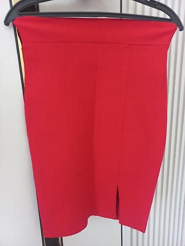 рваные джинсы: Юбка, Модель юбки: Карандаш, Миди, Высокая талия, С вырезом — 1