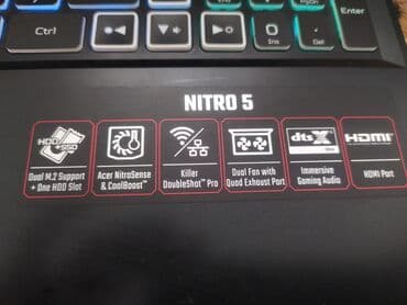 ноутбук acer nitro: Ноутбук, Acer, 16 ГБ ОЭТ, Intel Core i5, 15.6 ", Колдонулган, Оюндар үчүн, эс тутум HDD + SSD — 3