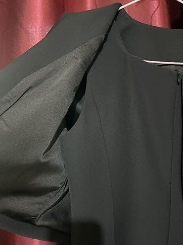 чёрное платье: Вечернее платье, Классическое, Длинная модель, С рукавами, Стразы, XL — 3