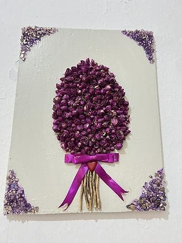 string art: Панно ручной работы “Букет в лавандовых тонах”. - Основа: жесткий — 1