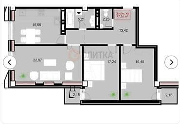 brooklyn: 3 комнаты, 99 м², Элитка, 14 этаж, Готовая ПСО (под самоотделку) — 5