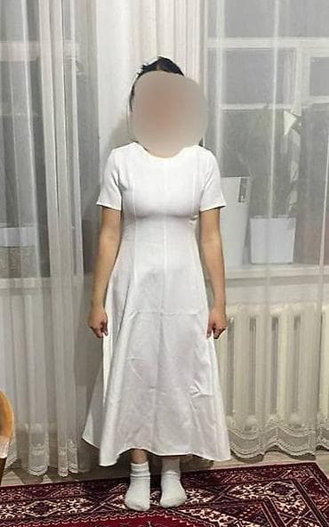 шляпа женская: Платье миди белого цвета - Состояние: новое - Размер: М - Фасон — 1