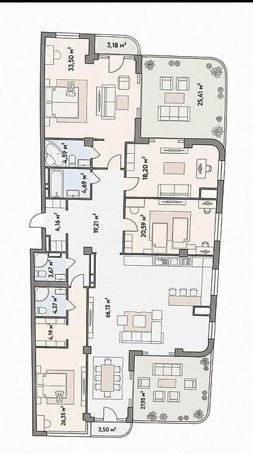 village: 5 и более комнат, 270 м², Элитка, Пентхаус этаж, Готовая ПСО (под самоотделку) — 3