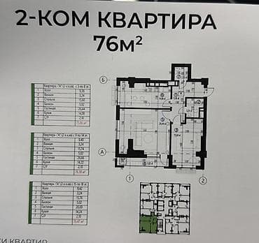 flat kant: 2 комнаты, 76 м², Элитка, 8 этаж, Готовая ПСО (под самоотделку) — 5