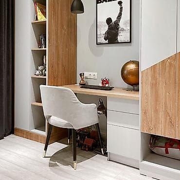 Стол жана отургуч комплекттери: Буйрутма эмеректер, Уктоочу бөлмө, Ашкана гарнитурасы, Шкаф, Керебет — 6