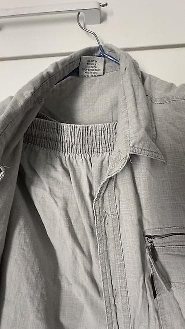 новорожденный одежда: Серая мужская рубашка с брюками из 100% хлопка (cotton). Легкая — 2