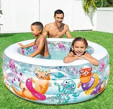Надувной детский бассейн Intex с ярким морским принтом - Круглая