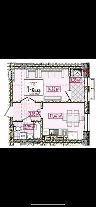 nova grand: 1 комната, 36 м², Элитка, 6 этаж, Дизайнерский ремонт — 1
