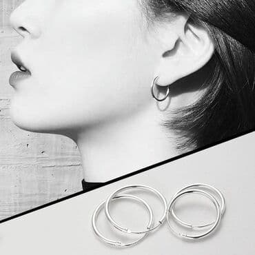 распродажа обуви из натуральной кожи: Серьги У круглые, диаметр 12 мм из стерлингового серебра, цена за 1 — 1