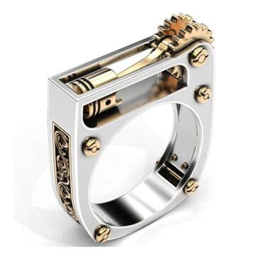 свадебные платья для покрытых: Геометрическое двухцветное мужское кольцо, размер 21 — 1