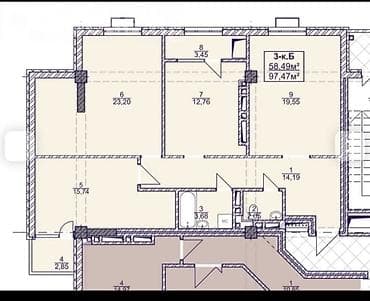 Коммерческая недвижимость: 3 комнаты, 97 м², Элитка, 7 этаж, Готовая ПСО (под самоотделку) — 1