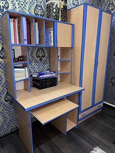 новый спальный: Детская гарнитура, Для мальчика, ДСП, цвет - Синий — 4