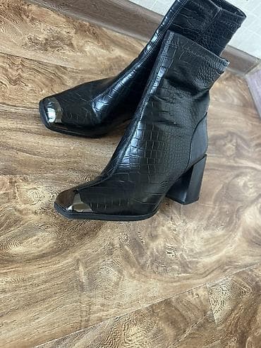 Сабо: Женские ботильоны - Цвет: черный - Фактура под крокодила (тиснение) - — 1