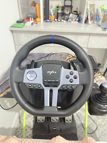 ps2 hdd: Игровой гоночный комплект PXN: руль, педали и механическая H‑образная — 3