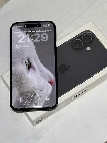 IPhone 16, Б/у, 256 ГБ, Черный, Зарядное устройство, 91 %