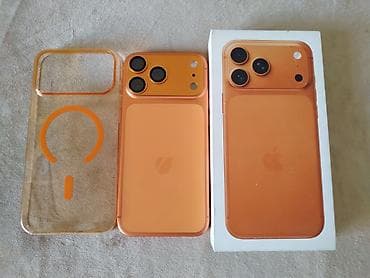 iphone i: IPhone 17 Pro Max, Б/у, 512 ГБ, Оранжевый, Защитное стекло, Чехол, Коробка, 100 % — 1