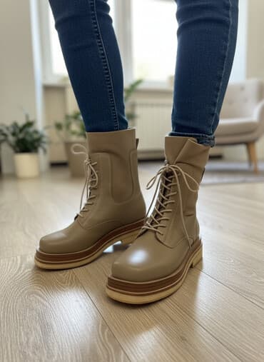 женская модельная обувь больших размеров: Ботинки, 39, Новый, цвет - Бежевый, Самовывоз, Бесплатная доставка — 1