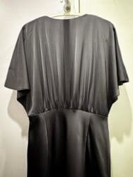 длинное платье с вырезом на ноге: Вечернее платье, Классическое, Длинная модель, Атлас, С рукавами, M — 3