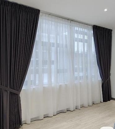 Шторалар комплекти, Полиэстер, Комплектте тюлу бар, Даяр буюм, Уктоочу бөлмө үчүн