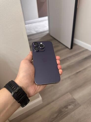 IPhone 14 Pro, Б/у, 256 ГБ, Deep Purple, Коробка, Чехол, Кабель, 77 %