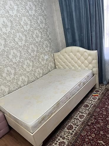 спальный гарнитур ош: Спальный гарнитур, Б/у, Односпальная кровать, Шкаф, ДСП, Самовывоз, цвет - Бежевый — 2