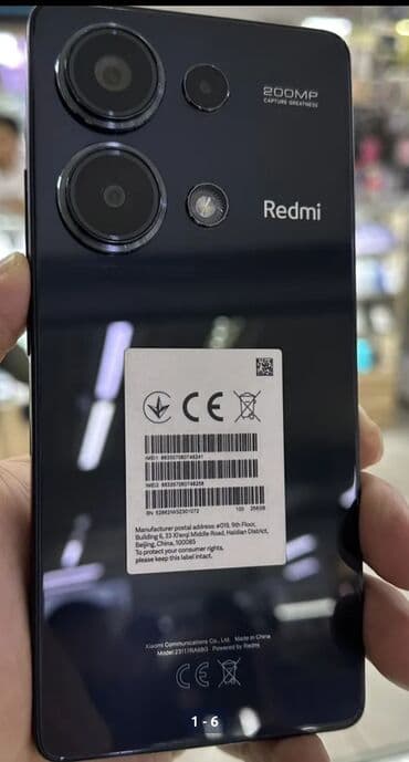 телефон без банк: Redmi, Redmi Note 13 Pro, Б/у, 256 ГБ, цвет - Черный, 2 SIM — 1