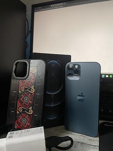 IPhone 12 Pro, Б/у, 256 ГБ, Pacific Blue, Зарядное устройство, Защитное стекло, Чехол, 76 % at lalafo.kg IPhone 12 Pro, Б/у, 256 ГБ, Pacific Blue, Зарядное устройство, Защитное стекло, Чехол, 76 %