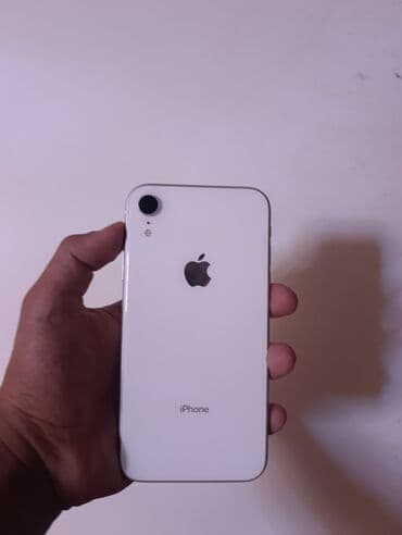 один наушник: IPhone Xr, Колдонулган, 64 ГБ, Ак, Заряддоочу түзүлүш, Коргоочу айнек, Каптама, 83 % — 2