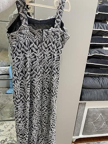 Женский комплект из кружева: платье миди на бретелях + накидка-жакет с — 2