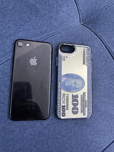 apple 12: IPhone 7, Б/у, 128 ГБ, Черный, Чехол, 12 % — 1