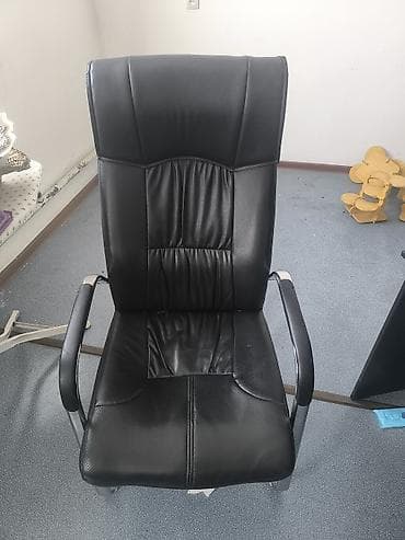 Офис креслолору: Офис креслолор, Жаңы, Дөңгөлөксүз, түсү - Кара, Экокожа — 2