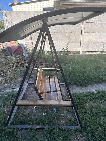 Садовые качели Металл, Со спинкой, С крышей — 2